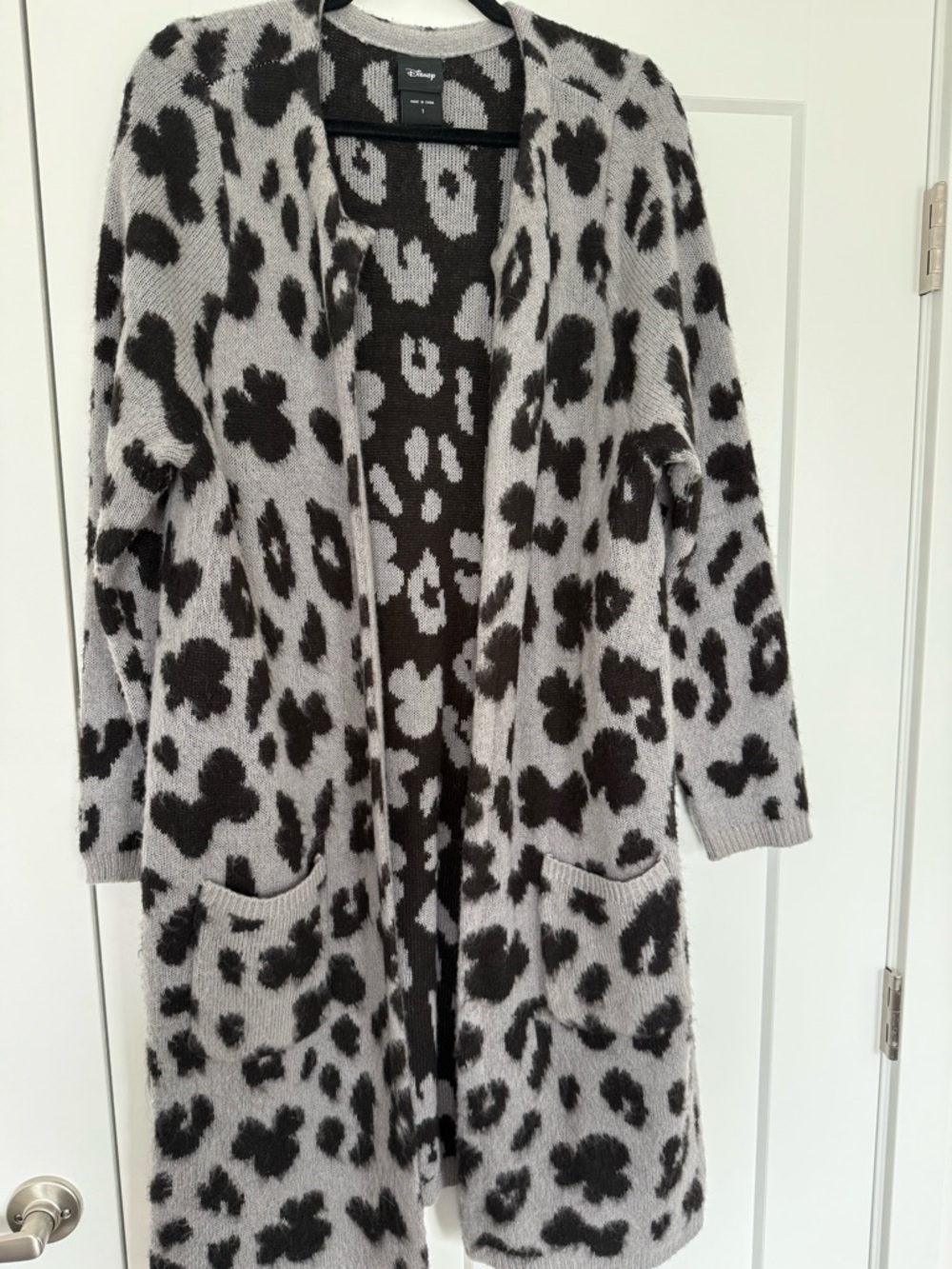 Disney by Torrid Gray & Black Leopard-Mickey Open Cardigan
